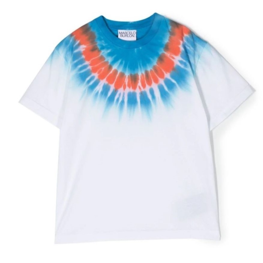 marcelo-burlon-cbaa001s23jer0060140-White Tie-Dye Cotton T-Shirt