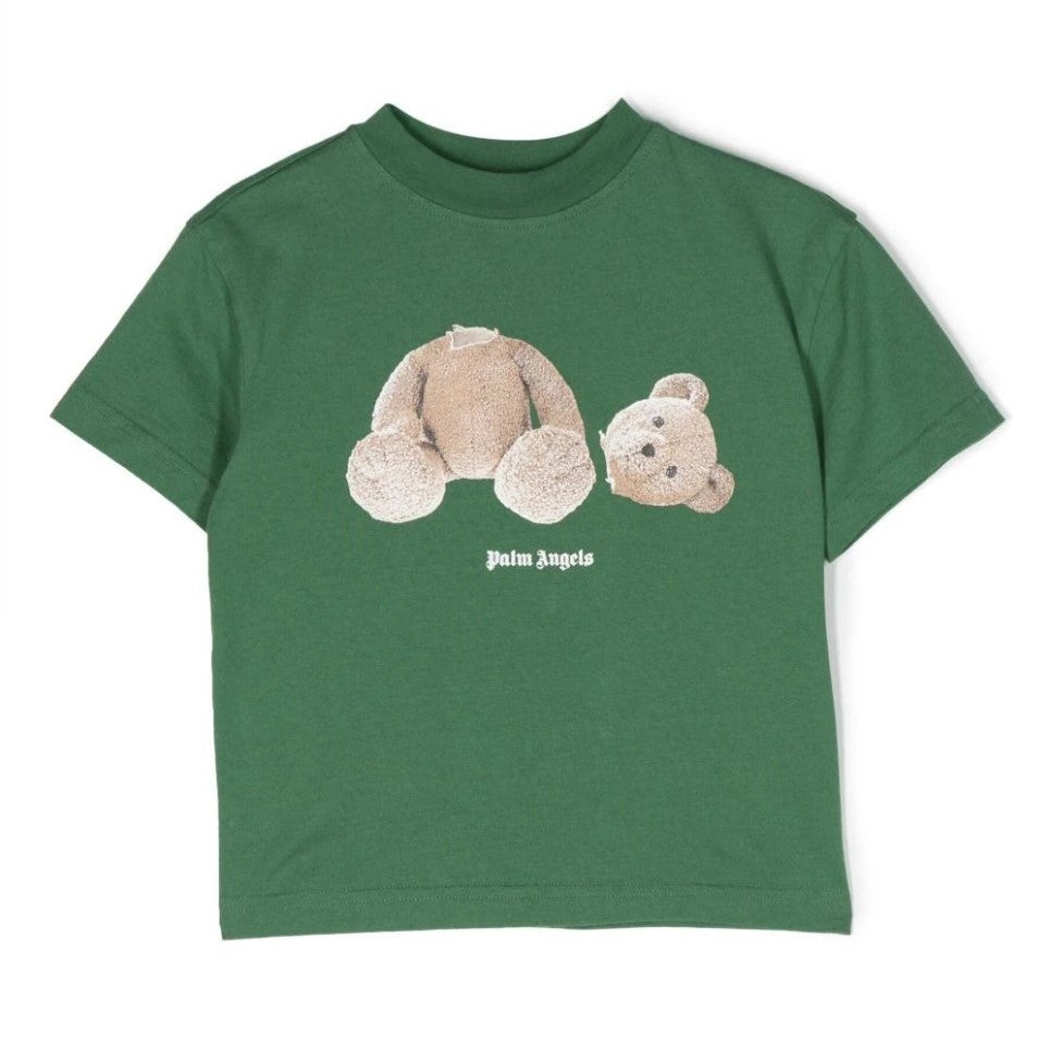 palm-angels-pbaa003c99jer0015560-Green Teddy Bear Logo T-Shirt