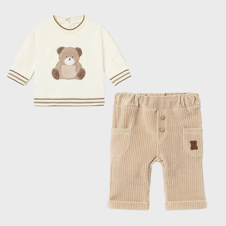 Beige Teddy Bear Graphic Outfit