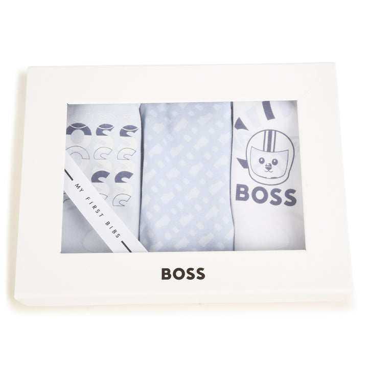 boss-j98424-771-Baby Boys Blue & White Bibs ( 3-Pack )