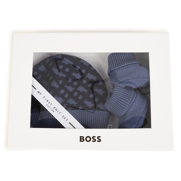 boss-j98423-849-Blue Hat & Booties Baby Gift Set