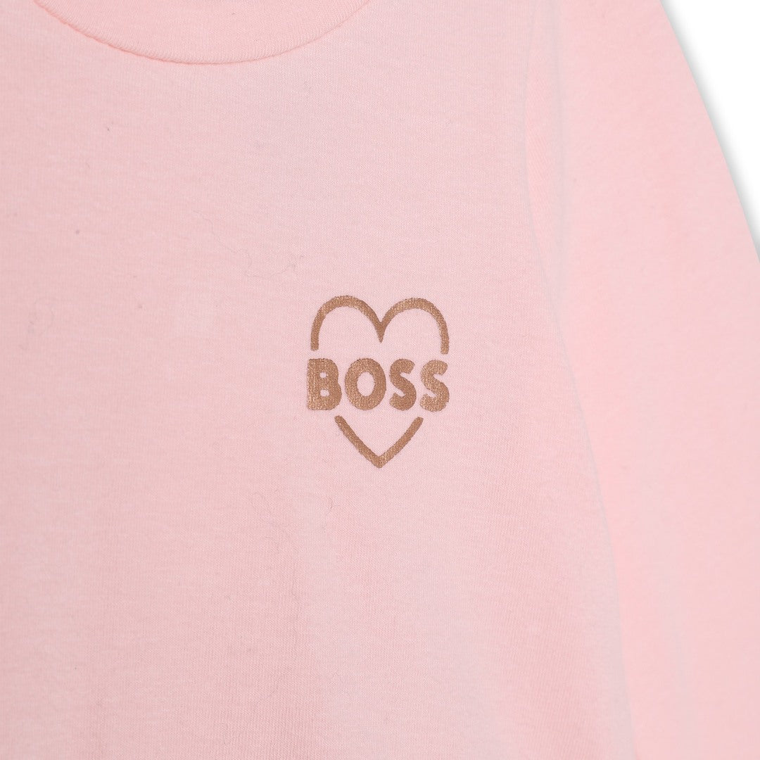 boss-j92087-44l-Pink & Metallic Rose Gold Cotton Dress