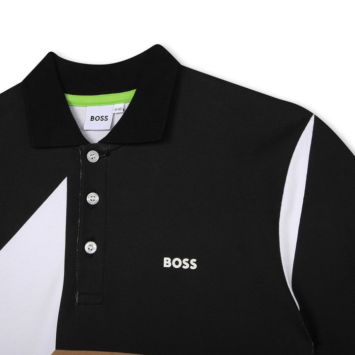 boss-j45014-10p-Black, White & Beige Logo Polo Shirt