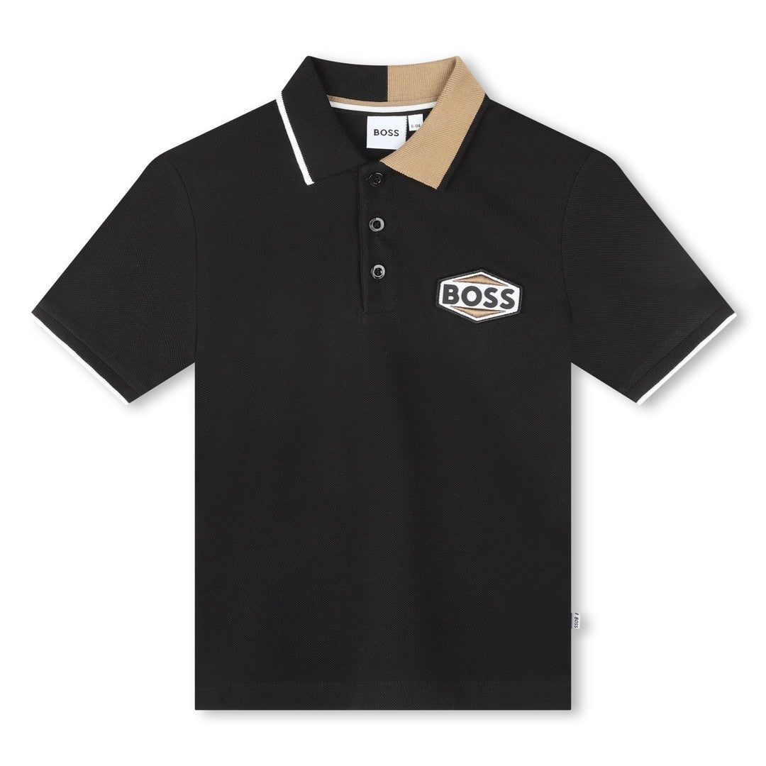 boss-j25o97-09b-Black Cotton Polo Shirt
