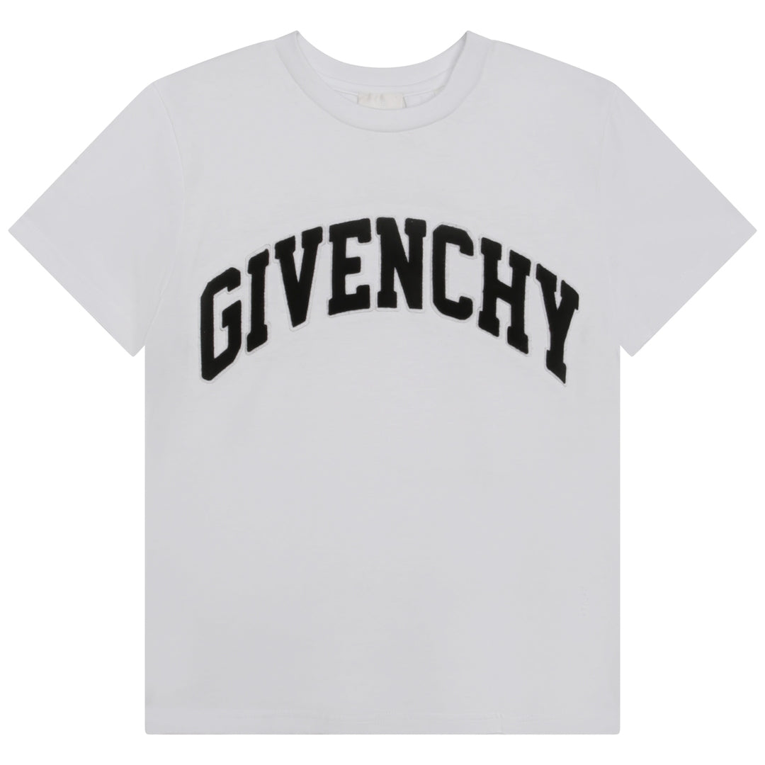 givenchy-h25460-10p-White Curved Logo T-Shirt