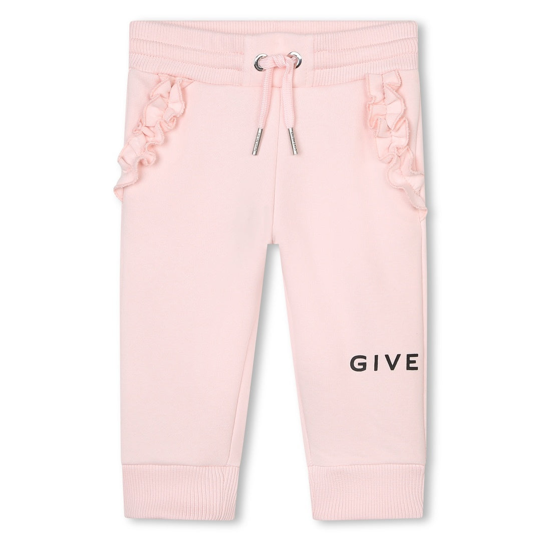 givenchy-h04178-44z-Pink Ruffle-Trim Logo Sweatpants