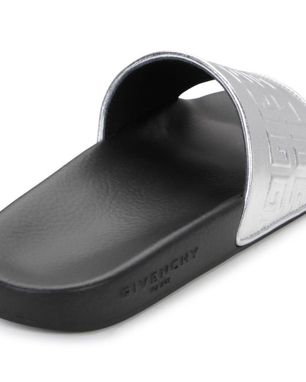 givenchy-h19072-016-kg-Black & Silver Logo Slides