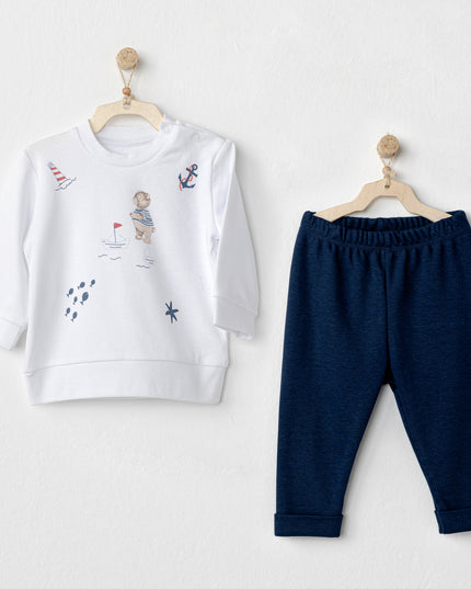 White Sailor Bear Cotton Outfit
