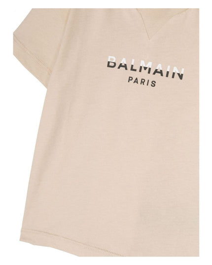 balmain-Beige Logo T-Shirt-bu8541-z0057-106