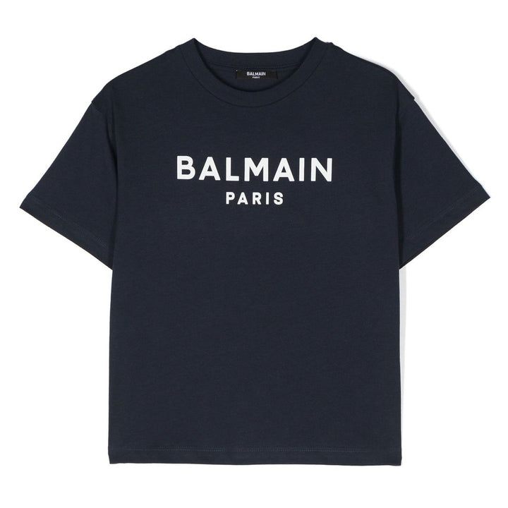balmain-Navy Logo T-Shirt-bu8p01-z1751-649