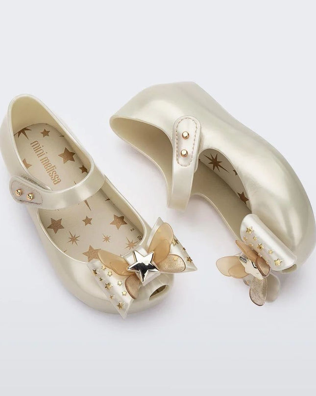 melissa-mini-melissa-ultragirl-star-ii-35725-as262-Metallic White Ballet Flat