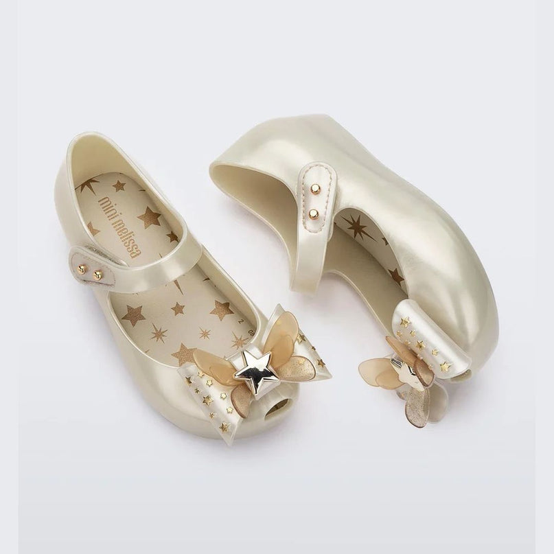 melissa-mini-melissa-ultragirl-star-ii-35725-as262-Metallic White Ballet Flat