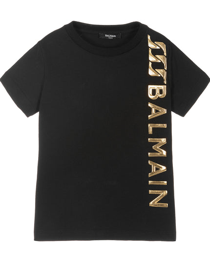 balmain-Black Vertical Logo T-Shirt-6r8p61-z0738-930or