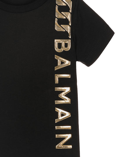 balmain-Black Vertical Logo T-Shirt-6r8p61-z0738-930or