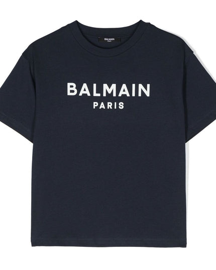 balmain-Navy Logo T-Shirt-bu8p01-z1751-649