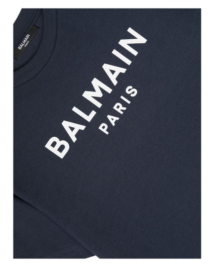 balmain-Navy Logo T-Shirt-bu8p01-z1751-649