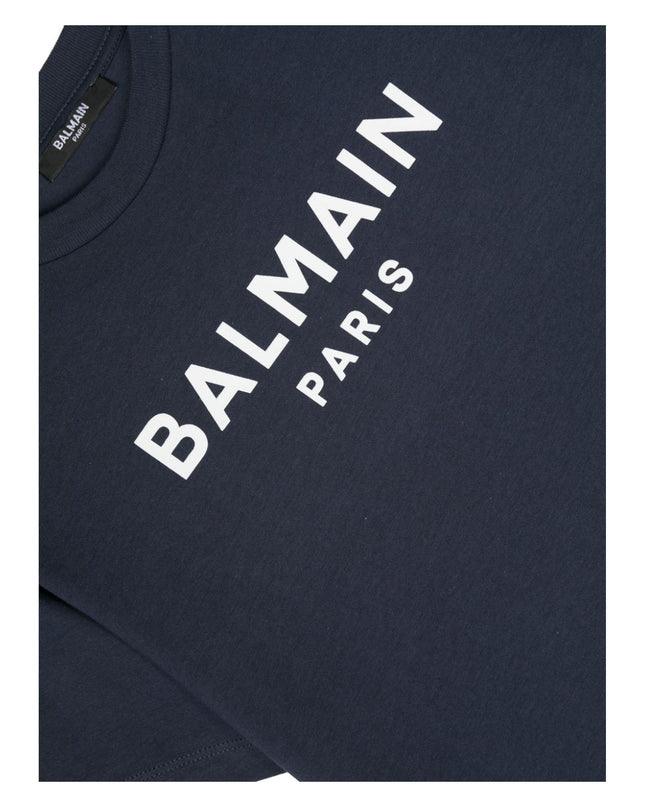 balmain-Navy Logo T-Shirt-bu8p01-z1751-649
