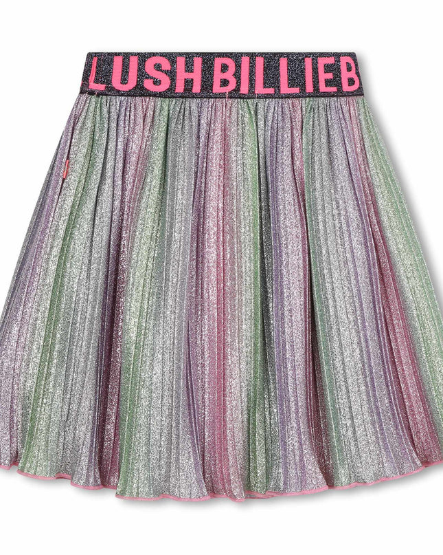 Multicolor Metallic Pleated Skirt