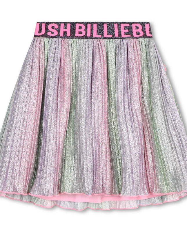 Multicolor Metallic Pleated Skirt