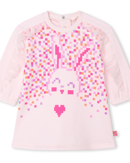 Kids Atelier-Billieblush-Pink Pixel Bunny Sweater Dress