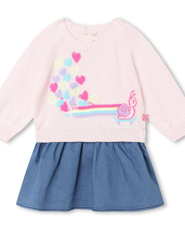 Kids Atelier-Billieblush-Pink Snail Knit Dress