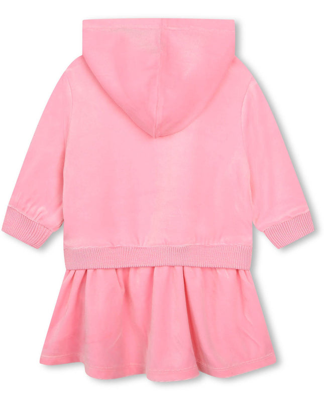 Kids Atelier-Billieblush-Pink Rainbow Hooded Velvet Dress
