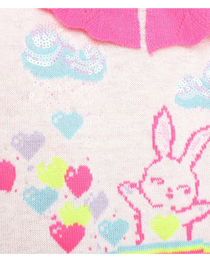 Kids Atelier-Billieblush-White Bunny Knit Sweater Dress