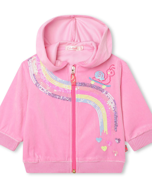 Kids Atelier-Billieblush-Pink Rainbow Zip Up Hoodie