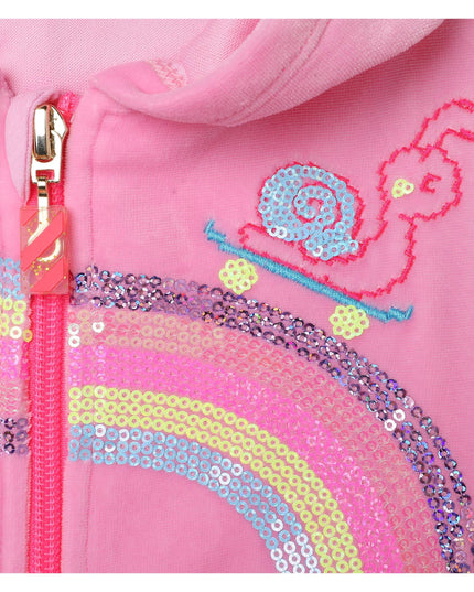 Kids Atelier-Billieblush-Pink Rainbow Zip Up Hoodie