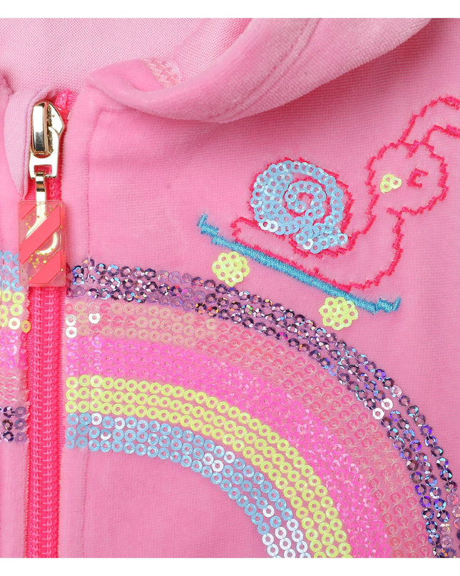 Kids Atelier-Billieblush-Pink Rainbow Zip Up Hoodie