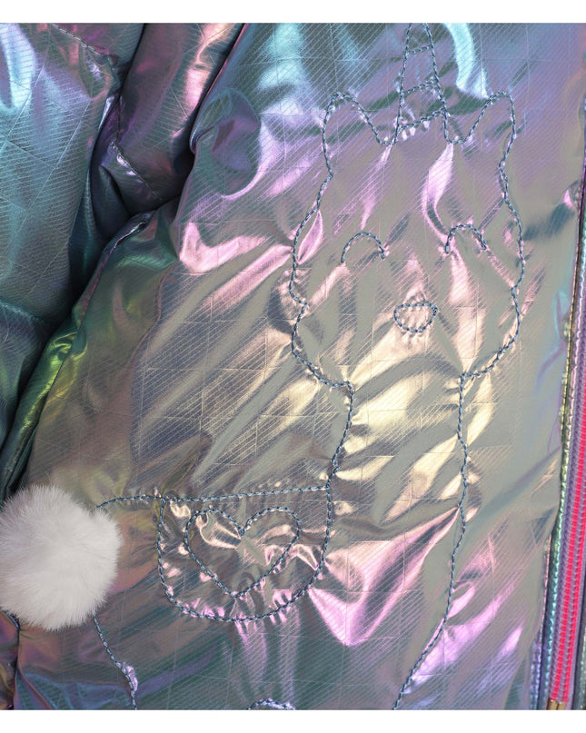 Kids Atelier-Billieblush-Multicolor Reflective Hooded Puffer Jacket