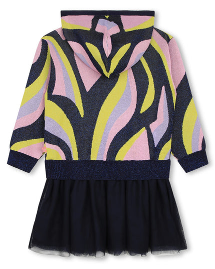 Kids Atelier-Billieblush-Multicolor Heart Hooded Knit Dress