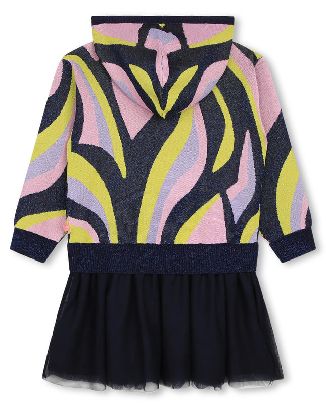 Kids Atelier-Billieblush-Multicolor Heart Hooded Knit Dress