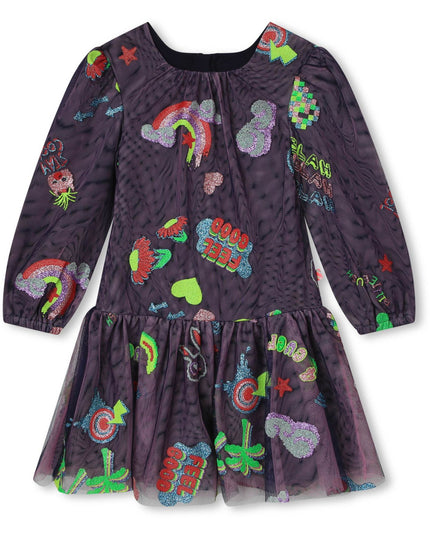 Kids Atelier-Billieblush-Navy Sequined Graphic Dress