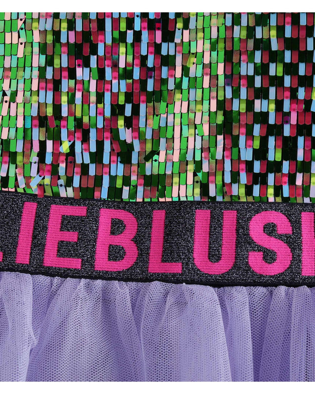 Kids Atelier-Billieblush-Multicolored Sequin Logo Dress