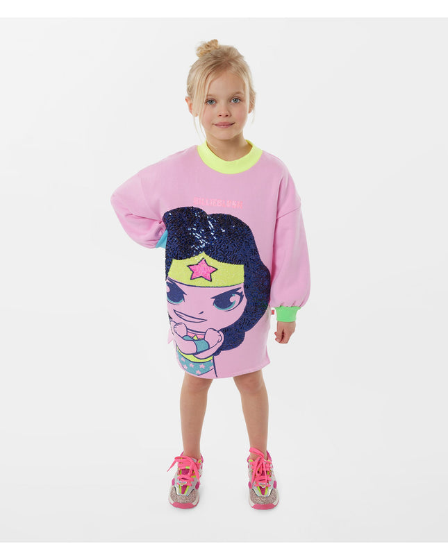 Kids Atelier-Billieblush-Pink Wonder Woman Sweater Dress