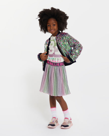 Kids Atelier-Billieblush-Multicolor Metallic Pleated Skirt