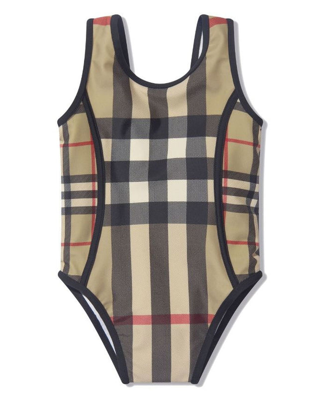 Kids Atelier-Burberry-Beige Check Swimsuit