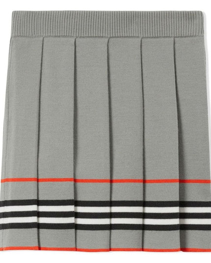 Kids Atelier-Burberry-Gray Icon Stripe Wool Knit Skirt