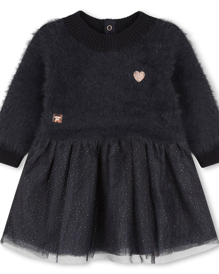 Kids Atelier-Carrement Beau-Navy Heart Knit Jersey Dress