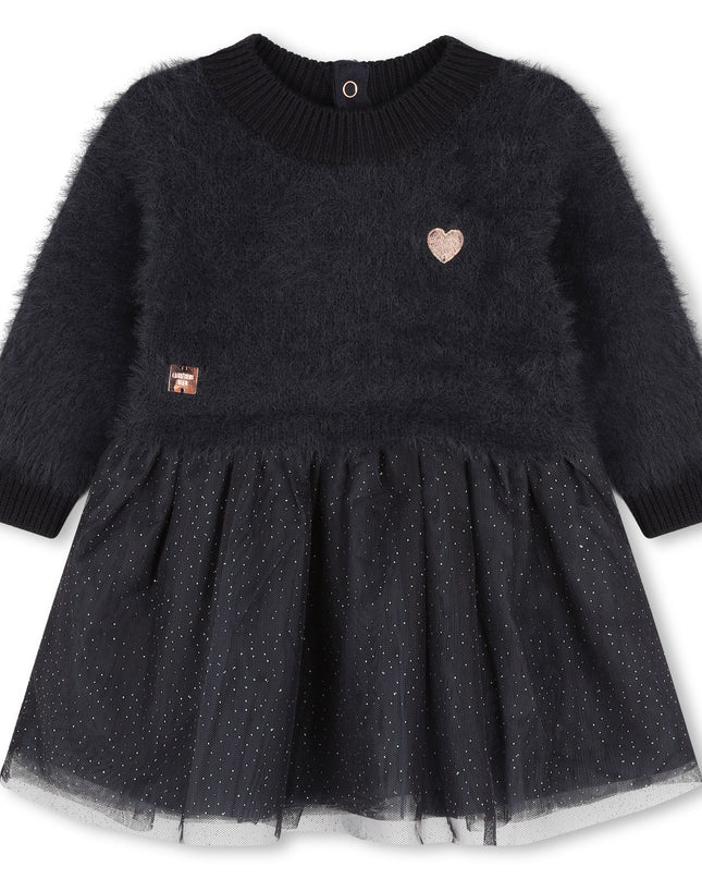 Kids Atelier-Carrement Beau-Navy Heart Knit Jersey Dress