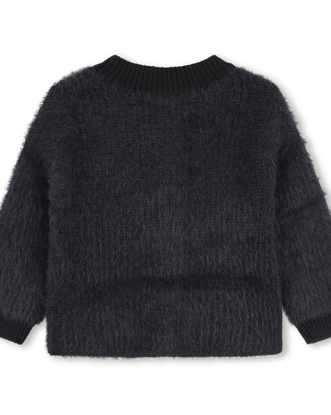 Kids Atelier-Carrement Beau-Navy Fuzzy Heart Cardigan