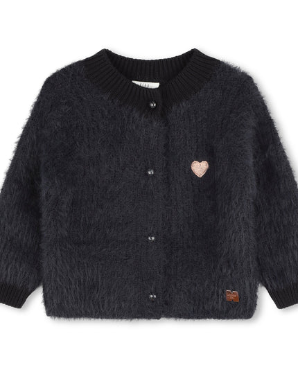 Kids Atelier-Carrement Beau-Navy Fuzzy Heart Cardigan