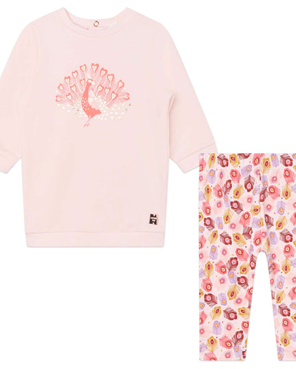 Kids Atelier-Carrement Beau-Pink Peacock Dress Outfit