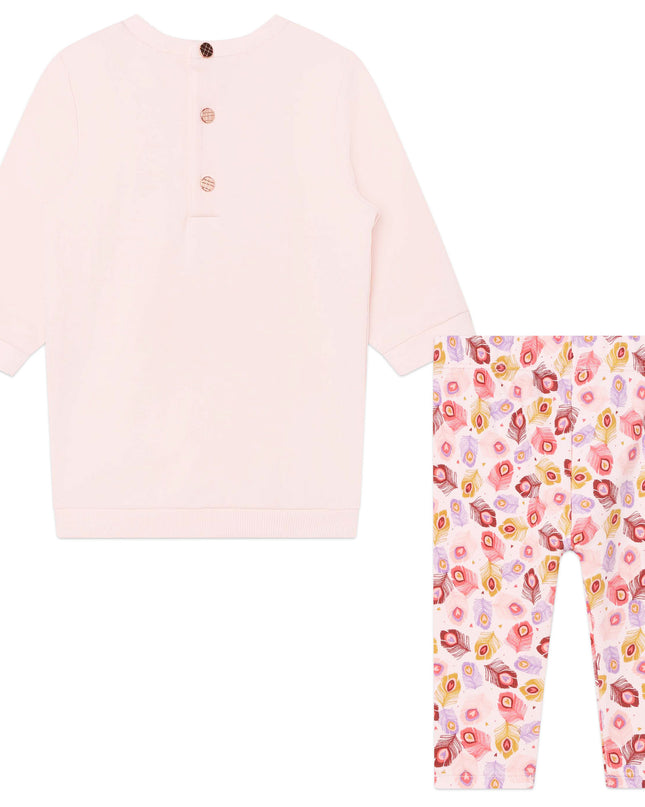 Kids Atelier-Carrement Beau-Pink Peacock Dress Outfit