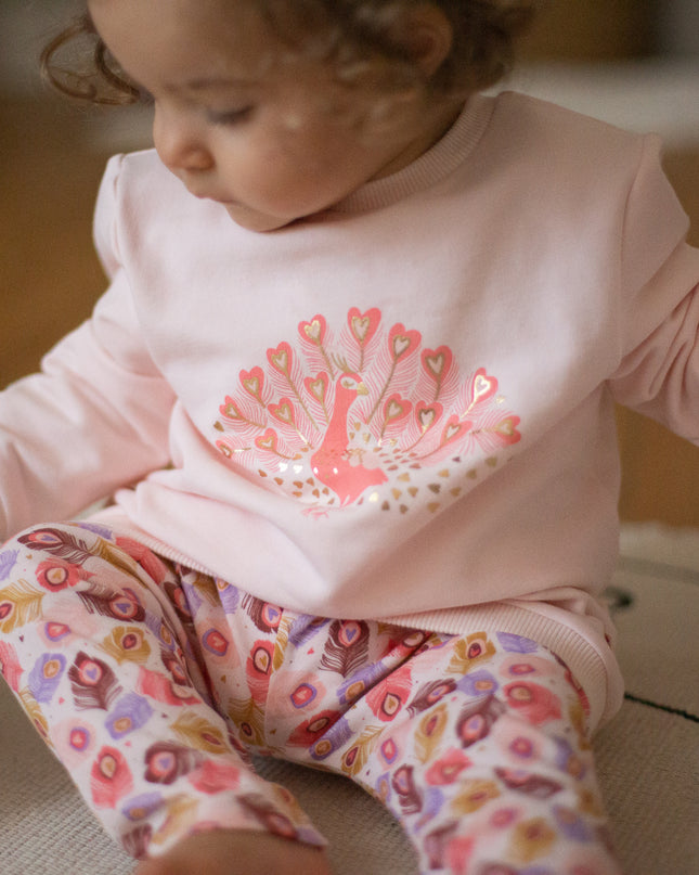 Kids Atelier-Carrement Beau-Pink Peacock Dress Outfit