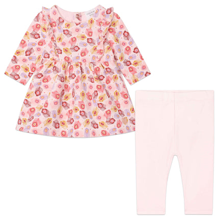 Kids Atelier-Carrement Beau-Pink Leaf Print Dress & Leggings