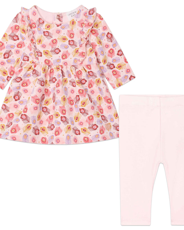 Kids Atelier-Carrement Beau-Pink Leaf Print Dress & Leggings