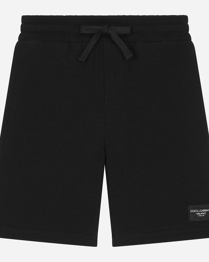 dg-l4jqr1-g7m4r-n0000-Black Logo Plaque Shorts