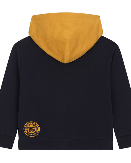 Yellow & Blue Logo Print Hoodie